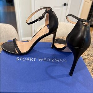 Stuart Weitzman Black Ankle Strap Heels